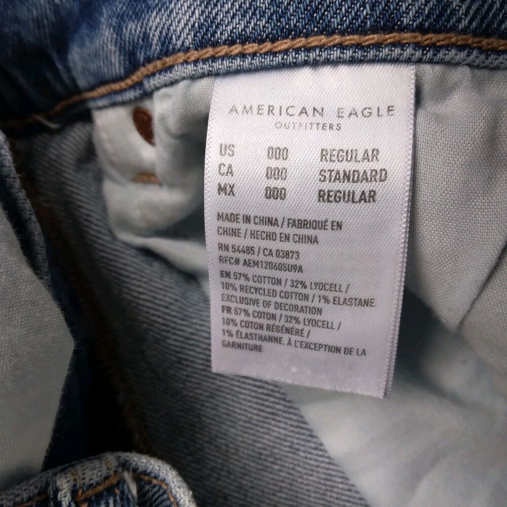 American Eagle Super High Rise Ankle Straight Jeans Stretch Boho Women's 000 - Picture 6 of 9